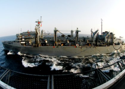 US Navy 070206-N-8446A-007 Nimitz-class aircraft carrier USS Dwight D. Eisenhower (CVN 69) conducts a replenishment at sea with Military Sealift Command (MSC) fast combat support ship USNS Arctic (T-AOE 8)