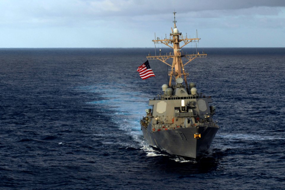 US Navy 070206-N-3729H-336 Guided missile destroyer USS O'Kane (DDG 77) transits in formation during a photo exercise showcasing the entire John C. Stennis Carrier Strike Group (JCSSG) off the coast of Guam