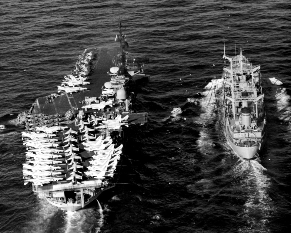 USS FD Roosevelt (CV-42) and USS Pawcatuck (AO-108) 1976