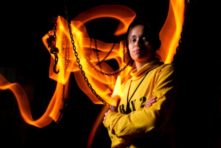 US Navy 070221-N-3729H-089 Aircraft director Airman Sofia Gonzalez from air department's hangar bay aircraft control division is one of five female directors aboard the Nimitz-class aircraft carrier USS John C. Stennis (CVN 74)