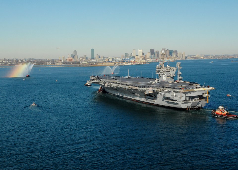 US Navy 070301-N-4565G-012 Celebrating 38 years of distinguished service, USS John F. Kennedy (CV 67) enters Boston for her final port visit before decommissioning