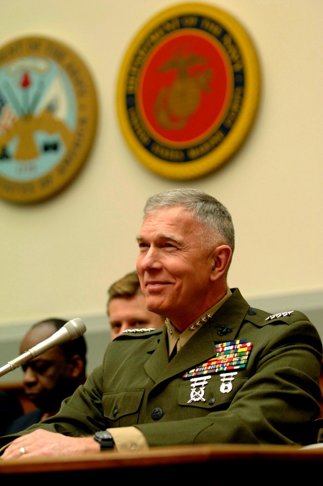 US Navy 070301-N-3642E-395 Commandant of the Marine Corps Gen. James T. Conway appears before the House Armed Services Committee (HASC) to testify and answer questions concerning the 2008 National Defense Budget Request