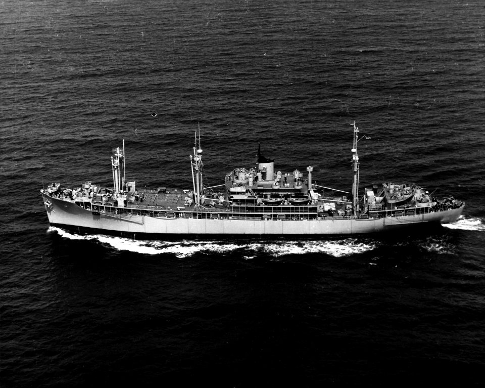 USS Everglades (AD-24) underway at sea, circa in 1951 (USN 1043636)
