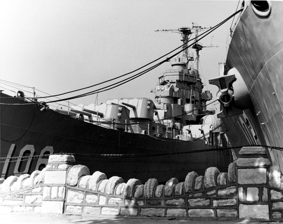 USS Fargo (CL-106) laid up at Philadelphia c1965