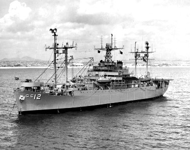 USS Estes (AGC-12) at anchor in 1955