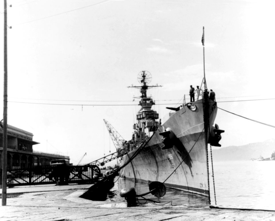 USS Fargo (CL-106) at Trieste in June 1946