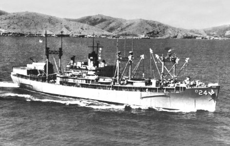 USS Everglades (AD-24) underway at sea, circa in the 1960s