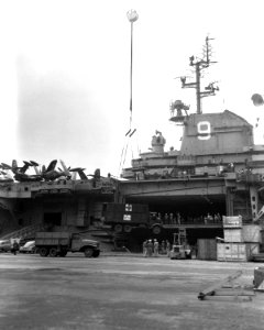 USS Essex CV-9 island Sasebo 1951