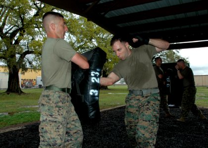 US Navy 070315-N-7427G-003 Two Marines spar during a green belt martial arts class hosted by the 3rd Marine Expeditionary Unit, 23rd Battalion