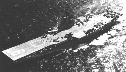 USS Essex (CVA-9) underway in the South China Sea c1956 photo