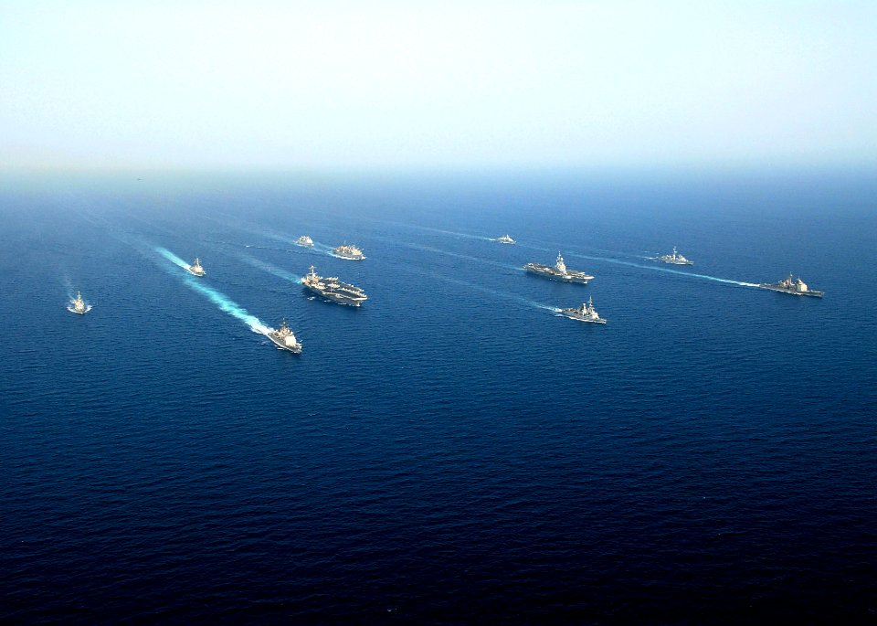US Navy 070325-N-0684R-202 American, French and British ships operating with the John C. Stennis Carrier Strike Group and Combined Task Force 473 steam together during a photo exercise