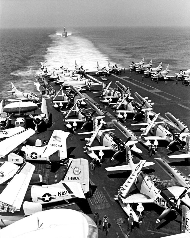 USS Enterprise CVAN-65 fllight deck aft 1964