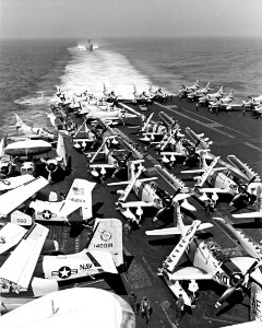 USS Enterprise CVAN-65 fllight deck aft 1964