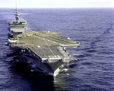 USS Enterprise (CVN-65), bow view 1983