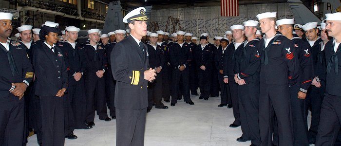 US Navy 070327-N-1082Z-003 Vice Commander U.S. Fleet Forces Command, Rear Adm. David O. Anderson, speaks to personnel assigned to the Vallions of Strike Fighter Squadron (VFA) 15