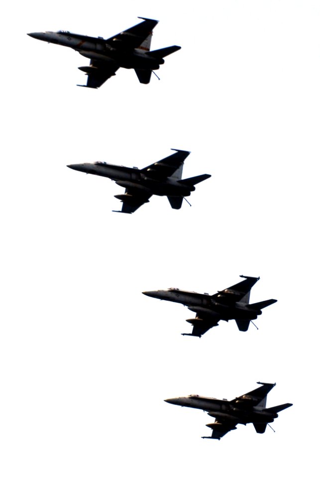 US Navy 070328-N-9928E-266 Four F-A-18F Super Hornets, assigned to the