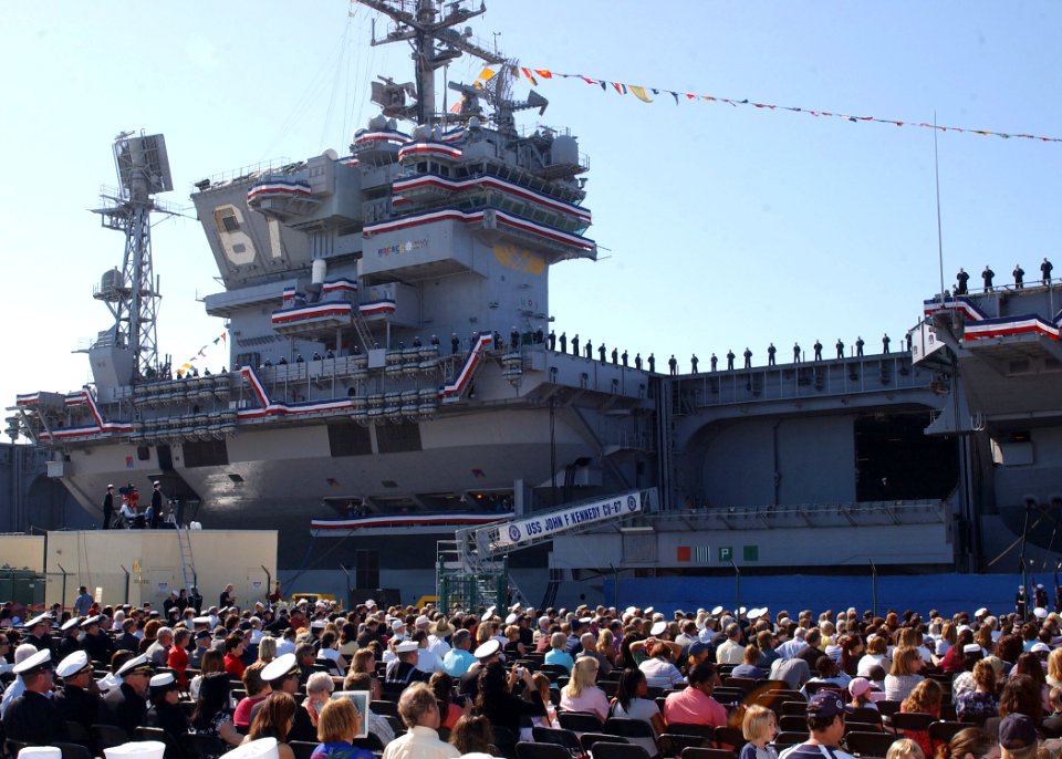 US Navy 070323-N-8544C-097 Distinguished visitors and guests attend the historical decommissioning ceremony of the aircraft carrier USS John F. Kennedy (CV 67)