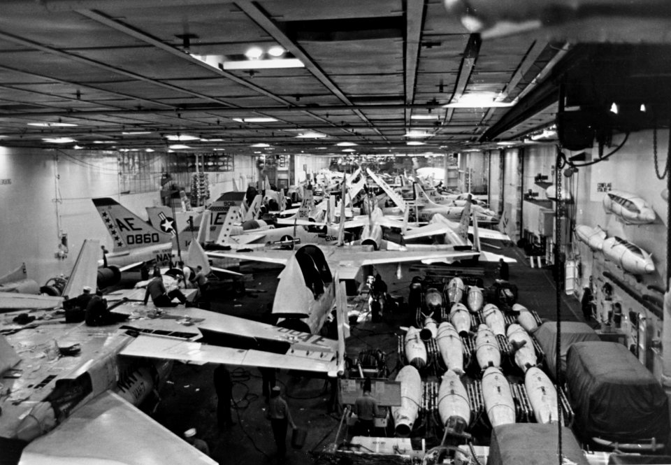 USS Enterprise (CVN-65), hangar view 1964