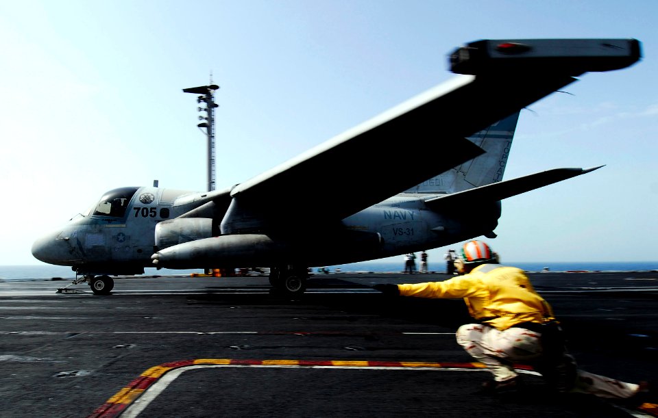 US Navy 070328-N-3729H-170 An S-3B Viking, assigned to the Topcats of Sea Control Squadron (VS) 31, launches from the flight deck of Nimitz-class aircraft carrier USS John C. Stennis (CVN 74)