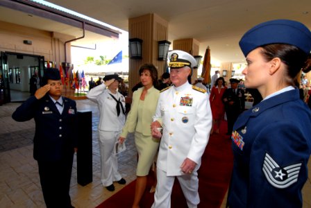 US Navy 070326-N-4965F-019 Adm. Timothy J. Keating is piped through side boys after assuming command of U.S. Pacific Command. Keating assumed command from Lt. Gen. Daniel P. Leaf