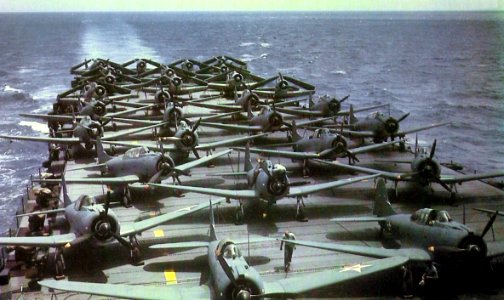 USS Enterprise (CV-6) flight deck early 1942 photo