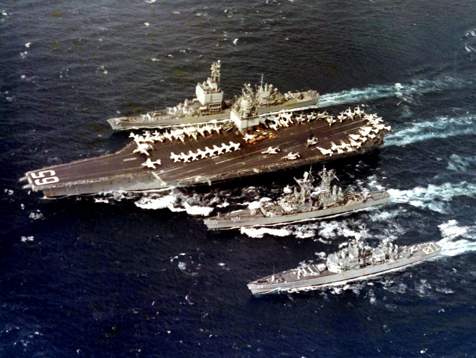 USS Enterprise (CVAN-65) with cruisers in the Gulf of Tonkin 1972
