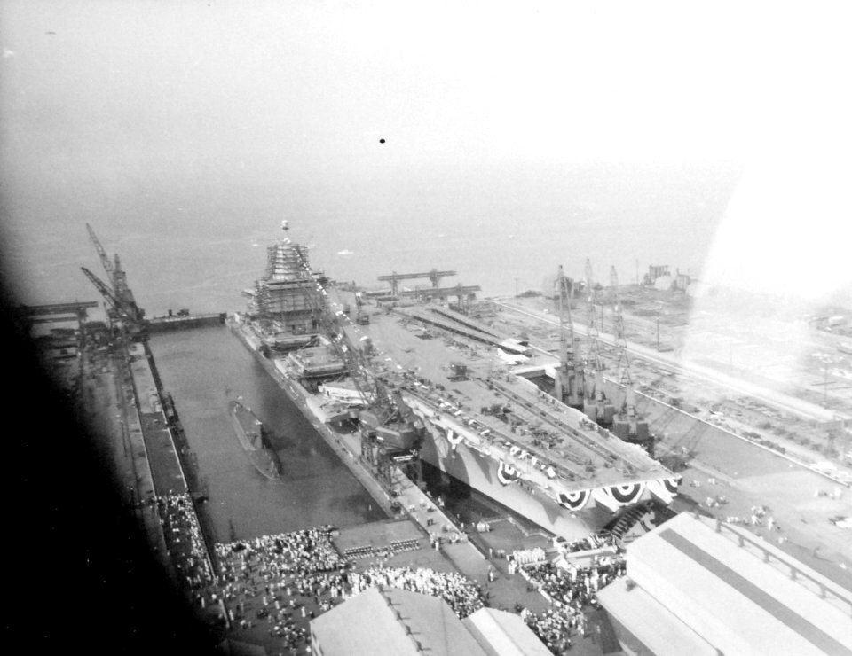 USS Enterprise CVN-65. Launching at Newport News, Virginia, September 24, 1960