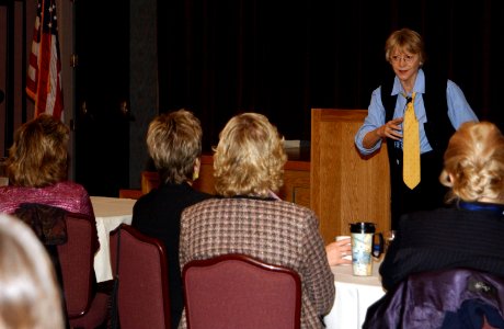 US Navy 070329-N-2143T-002 Cultural Urban Anthropologist Dr. Jennifer James visits Naval Base (NB) Kitsap as a part of Women's History Month celebration in the Trident Ballroom