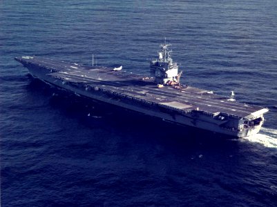 USS Enterprise (CVN-65) underway during sea trials in 1982