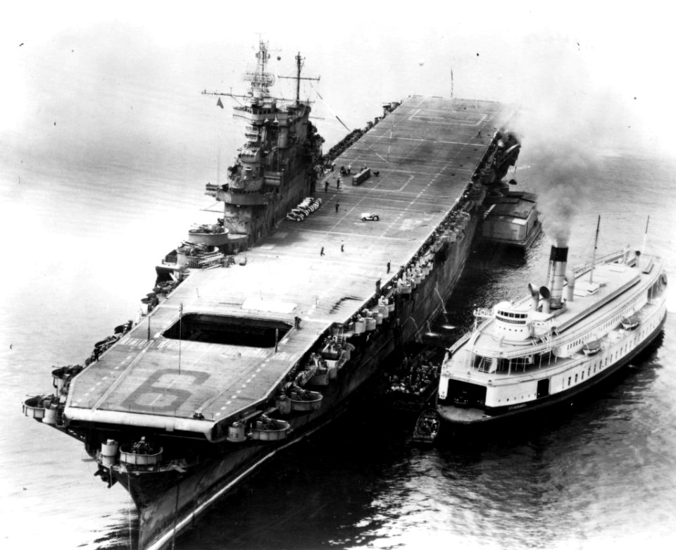 USS Enterprise (CV-6) anchored off Puget Sound Navy Yard in June 1945