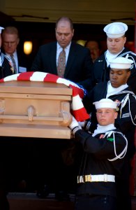 US Navy 070330-N-5319A-002 Navy Ceremonial Guard carries the casket of Charlotte Louise Berry Winters the last known female veteran and former Navy Yeoman of World War I out from All Saint's Episcopal Church