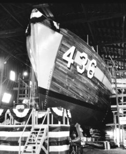 USS Energy (MSO-436) before launch in Feburary 1953