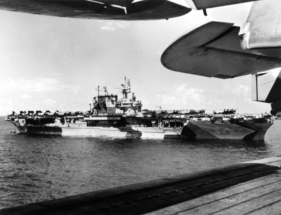 USS Enterprise (CV-6) anchored off Saipan, circa mid-1944 (NH 97266)