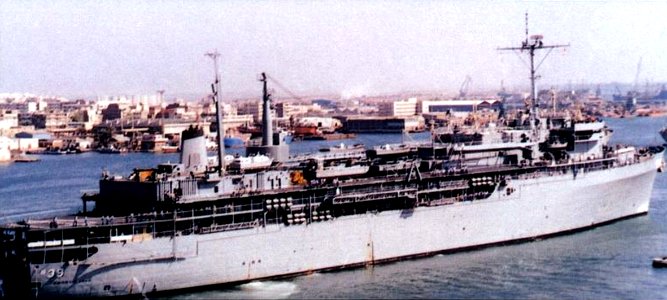 USS Emory S. Land (AS-39) underway, in 1988 photo