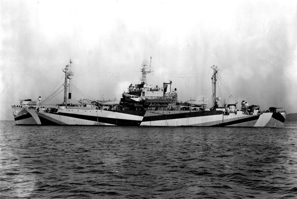 USS Eldorado (AGC-11) off the Mare Island Navy Yard in 1944