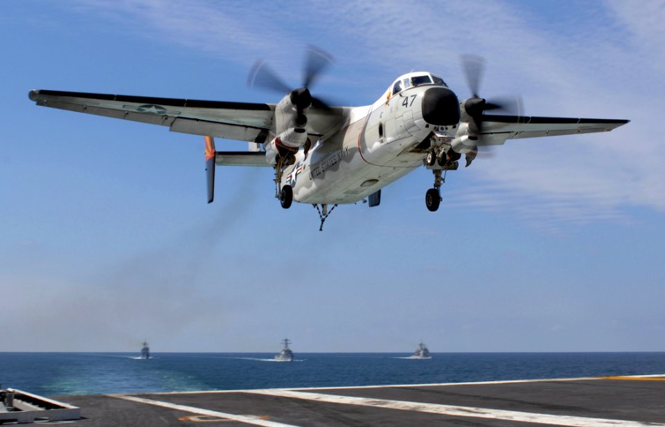 US Navy 070406-N-5345W-001 A C-2 Greyhound, from the Rawhides of Carrier Logistics Squadron (VRC) 40, approaches the landing area of Nimitz-class aircraft carrier USS Harry S. Truman (CVN 75)