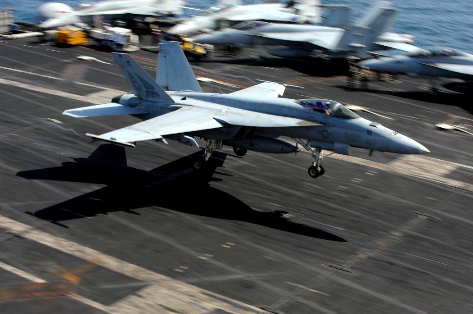 USS Dwight D. Eisenhower recovers aircraft. (8600636666)