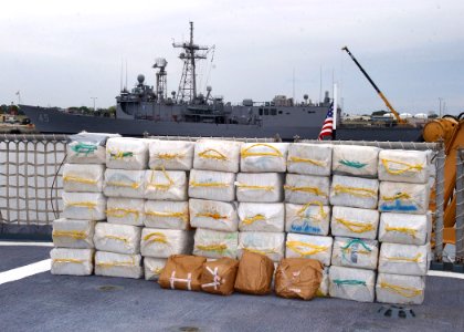 US Navy 070409-N-8544C-003 The U.S. Coast Guard Cutter Northland (WMEC 904), from Portsmouth, Va., seized over 2,400 pounds of cocaine and four bales of marijuana off the coast of Columbia March 10, 2007