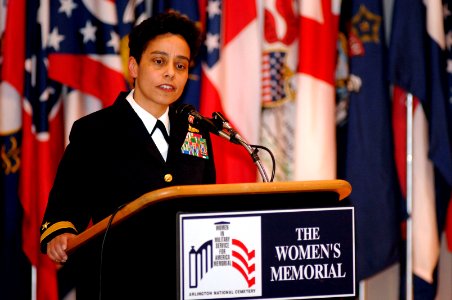 US Navy 070420-N-3642E-037 Rear Adm. Michelle Howard remarks on her time in service, during her frocking ceremony