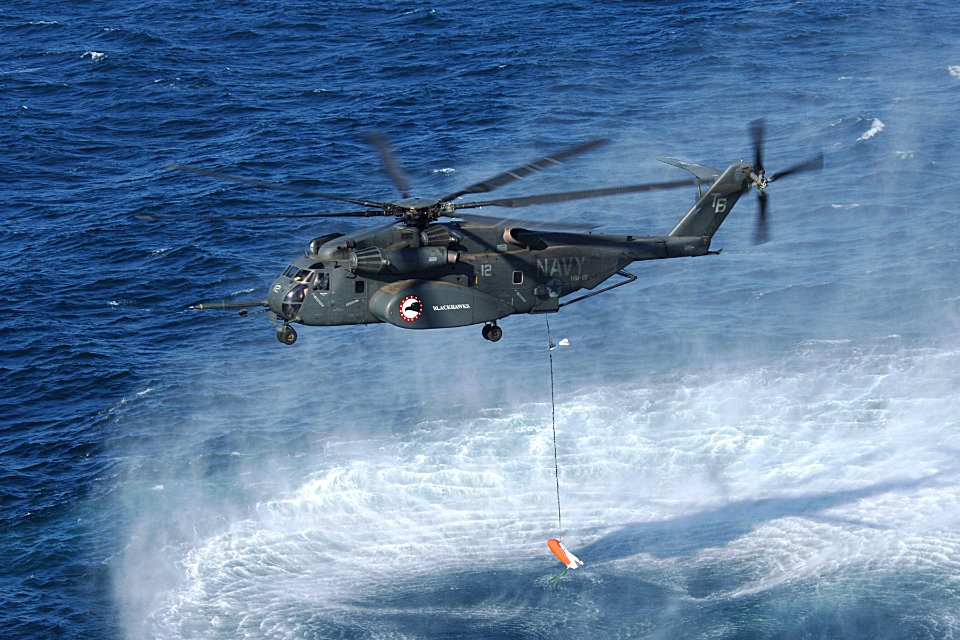 US Navy 070416-N-6501M-006 An MH-53E Sea Dragon assigned to Helicopter Mine Counter Measure Squadron (HM) 15 conducts a mine sweeping exercise