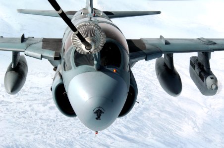 US Navy 070418-F-3488S-037 An EA-6B Prowler assigned to Tactical Electronic Warfare Squadron (VAQ) 141 from Naval Air Station Whidbey Island, refuels from a KC-10 Extender in support of Red Flag-Alaska 07-1