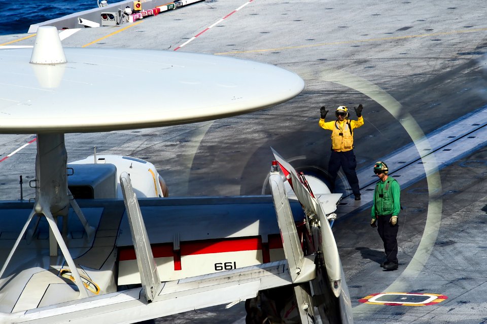 USS Dwight D. Eisenhower conducts flight operations. (21680934478)
