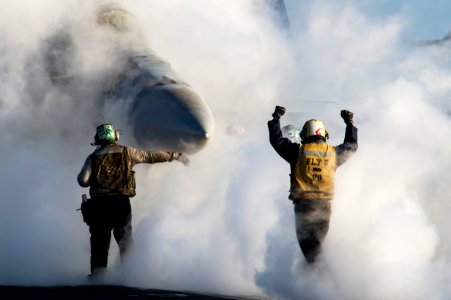 USS Dwight D. Eisenhower conducts flight operations. (31225870630)