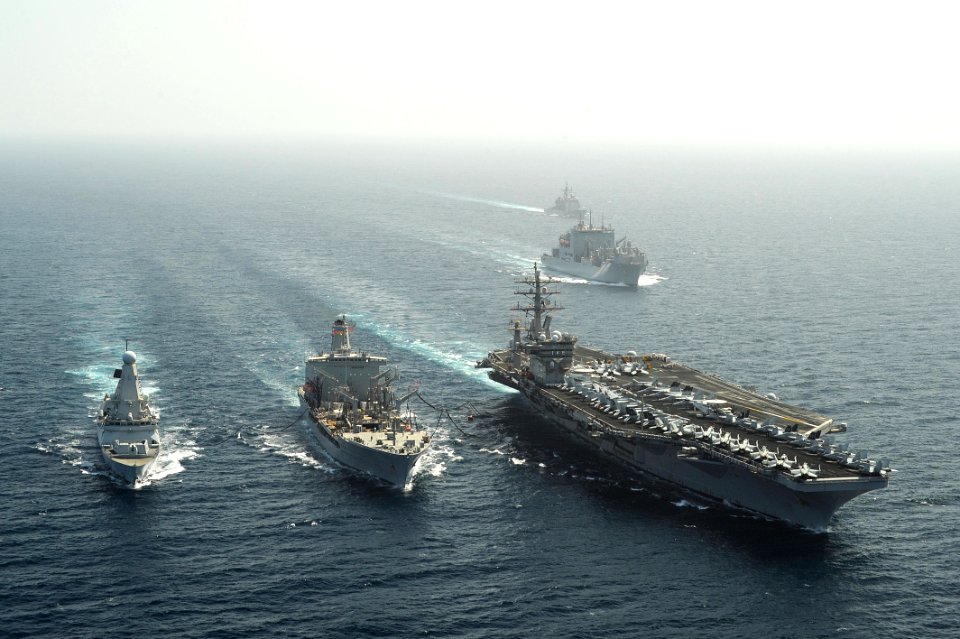 USS Dwight D. Eisenhower and HMS Dragon are underway. (8692408063)