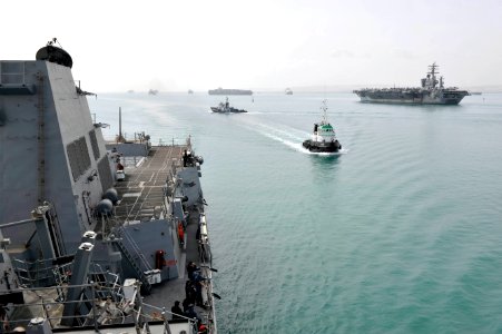 USS Dwight D. Eisenhower and USS Jason Dunham in the Suez Canal. (8600826926)