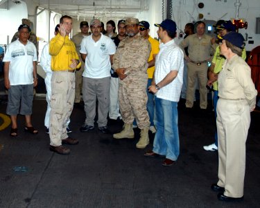 US Navy 070422-N-8154G-017 Deputy Commander of Kuwait Naval Forces, Brig. Gen. Mazouq Al-Bader, visits amphibious assault ship USS Bataan (LHD 5)