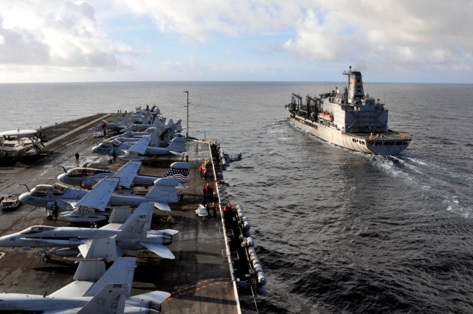 USS Dwight D. Eisenhower approaches USNS Patuxent. (8530725647)