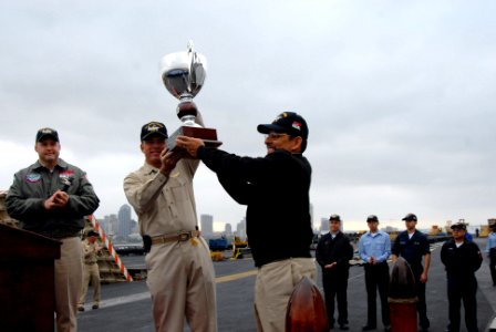 US Navy 070426-N-3659B-010 USS Ronald Reagan (CVN 76) Commanding Officer, Capt. Terry B. Kraft, is presented with the 2007 First Place Captain Edward F. Ney Memorial Award