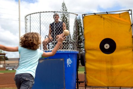 US Navy 070427-N-4856G-020 Lt. (Dr.) Andrew Baldwin, of Lancaster, Pa., stationed at Mobile Diving and Salvage Unit (MDSU) 1, prepares to be dunked