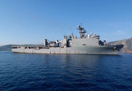US Navy 070430-N-0780F-001 Whidbey Island-class dock landing ship USS Ashland (LSD 48) arrives in Souda harbor for a routine port visit photo